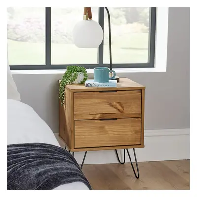 Home Source Acadia Industrial Drawer Wooden Bedside Cabinet Table