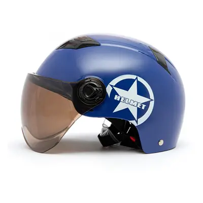 (Blue, XL) Motorcycle Helmet Half Open Face Adjustable Size Protection Gear Head Helmets