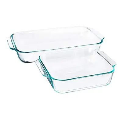 Pyrex Basics Clear Glass Baking Dishes - Piece Value-Plus Pack - Each: Quart Oblong, Quart Squar