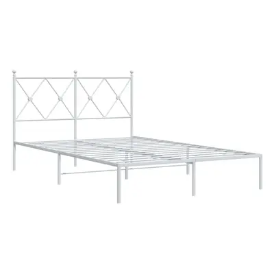 (white, 120x200 cm/with headboard) vidaXL Metal Bed Frame with Headboard and Footboard Bed Base 