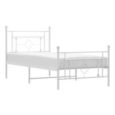 (white, x cm/with headboard & footboard) vidaXL Metal Bed Frame Home Bedroom Bed Base Mattress F