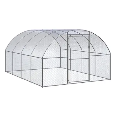 vidaXL Outdoor Chicken Coop 3x4x2 m Galvanised Steel Garden Poultry House