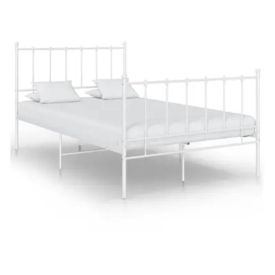 vidaXL Bed Frame White Metal 120x200 cm Home Bedroom Furniture Bed Base Unit