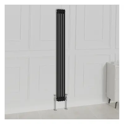 (1800x200mm-2 Column, Black) NRG Traditional Radiator Horizontal Vertical Cast Iron Style Double