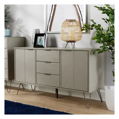 Home Source Acadia Industrial Drawer Sideboard Storage Unit - Grey