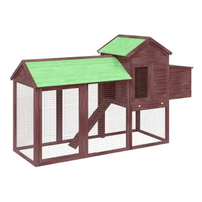 (mocha) vidaXL Chicken Coop Wooden Animal Cage Chicken House Enclosure Solid Wood Pine