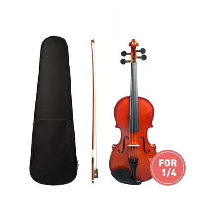 (A) 1/4 Violin Matte/Bright Violin Student Violin W/Case+Bow Set For Biginner Violin Learner Nat