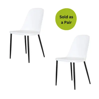 (White) Home Source Baldwin Pair of Plastic Dining Chairs