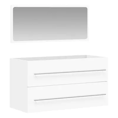 (white) vidaXL Bathroom Cabinet Vanity Unit with Mirror Sink Cabinet Engineered Wood