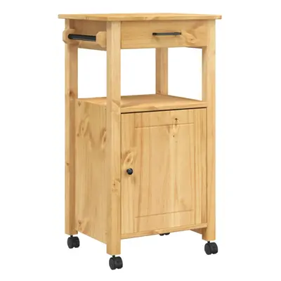 (brown) vidaXL Kitchen Trolley Rolling Cart Storage Cart Trolley MONZA Solid Wood Pine