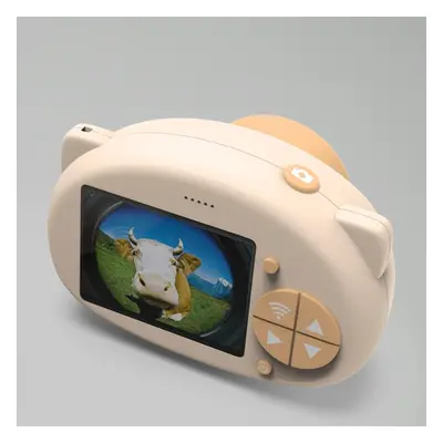 (Beige) Cartoon Panda Digital Camera 1080P Normal Card Version Children Photograph Early Educati