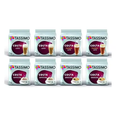 Tassimo Costa Coffee Pods Selection - Costa Latte/Caramel Latte/Americano/Cappuccino - Packs (80