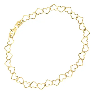 Jewelco London 9ct Yellow Gold Heart Chain Bracelet 7mm 7.5 inch 19cm - BT1AXL806Y