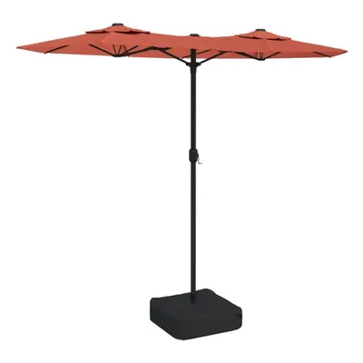 (terracotta) vidaXL Double-Head Parasol Garden Umbrella with LEDs Outdoor Sun Umbrella