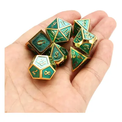 () 7pcs Zinc Alloy Multisided Dices Set Enamel Embossed Heavy Metal Polyhedral Dice With Bag