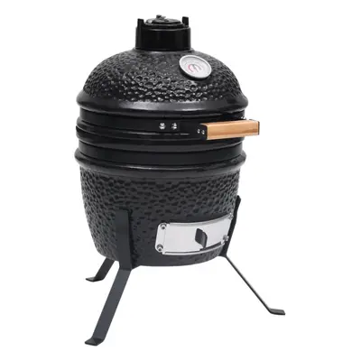 vidaXL 2-in-1 Kamado Barbecue Grill Smoker Ceramic Black Camping BBQ Grill Set