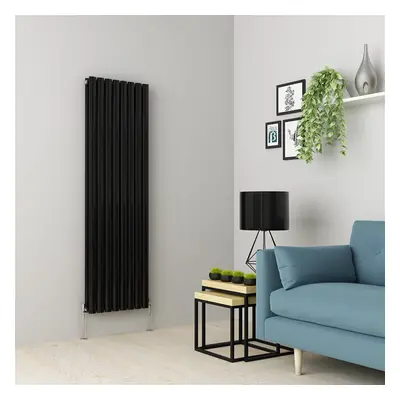 (1600 x 473mm Double, Black) Oval Tube Designer Radiator