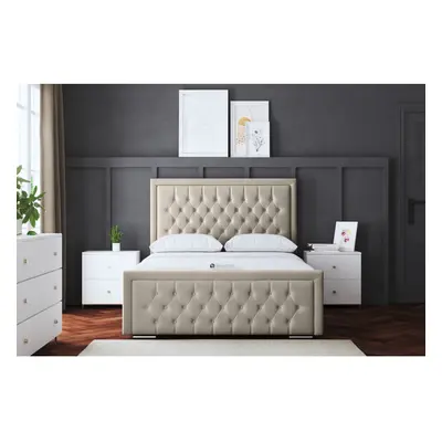 (Single, Cream) Allegra Upholstered Bed