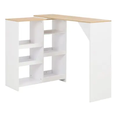 vidaXL Bar Table with Moveable Shelf White Coffee Dining Tall Breakfast Stand