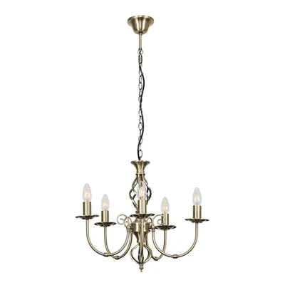 Traditional Style Antique Brass Barley Twist Way Ceiling Light Chandelier - with x Thermal Plast