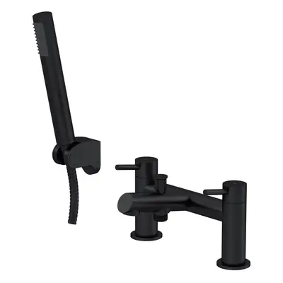 Round Minimalist Bath Shower Mixer Tap with Shower Kit - Matt Black - Balterley