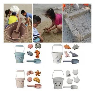 (Cat) 6PCS Beach Sand Glass Beach Bucket Shovel Sand Dredging Tool Educational Puzzle Playing To