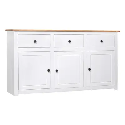 vidaXL Solid Wood Pine Sideboard White Drawers Doors Storage Chest Cabinet