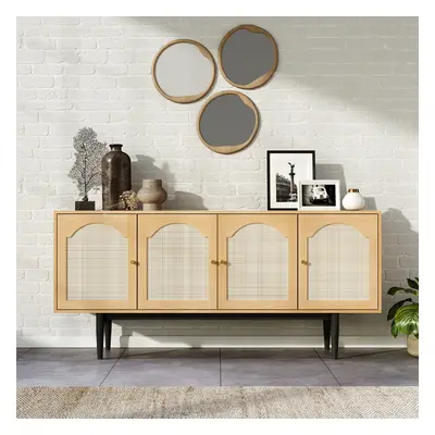 Modern Wood Woven 4-Door Accent Sideboard Storage Cabinet 160cm W