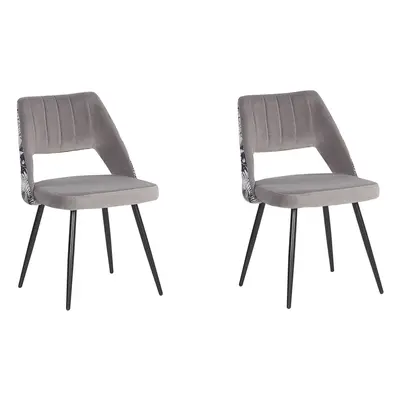 Set of Dining Chairs ANSLEY Velvet Grey