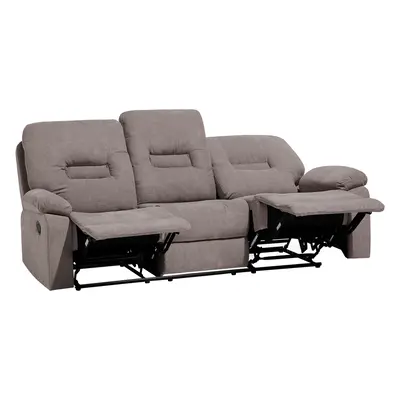 3 Seater Fabric Manual Recliner Sofa Taupe Beige BERGEN