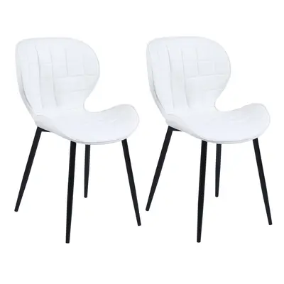 (PU White) Charles Jacobs Set of Square Patterned Dining Chair