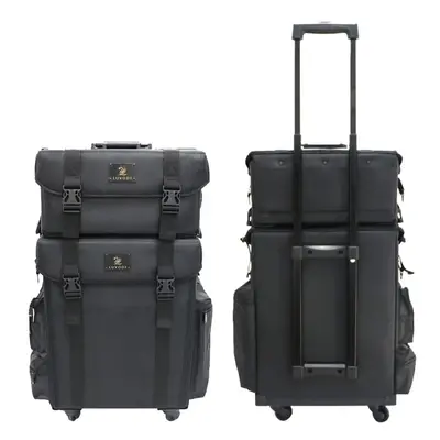 2 in Makeup Case Nylon Wheeled Trolley Artist Makeup Train Case