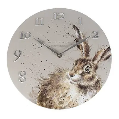 Wrendale Designs Hare Clock-30cm Diameter, Hard Resin, Soft Grey, x x cm