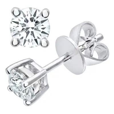 Jewelco London 18ct White Gold Round 1/2ct Diamond Solitaire Stud Earrings - PE0AXL1370W18HSI