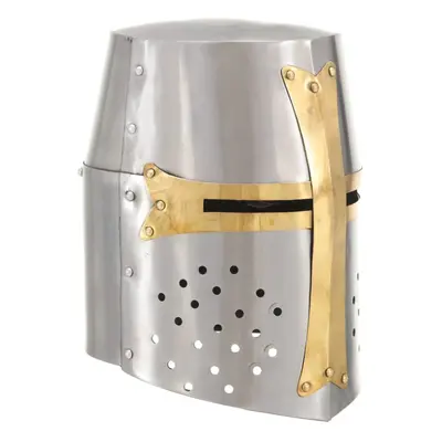 vidaXL Medieval Crusader Knight Helmet LARP Replica Silver Steel Armour Weapon