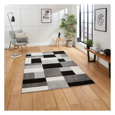 (Grey / Black) Think Rugs Matrix MT61 Hand Carved High Density Pile Rug