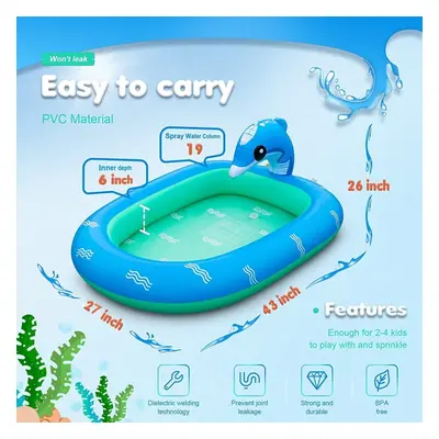 (170cm*110cm) Dolphin Inflatable Water Jet Game Pool Lawn Game Pool