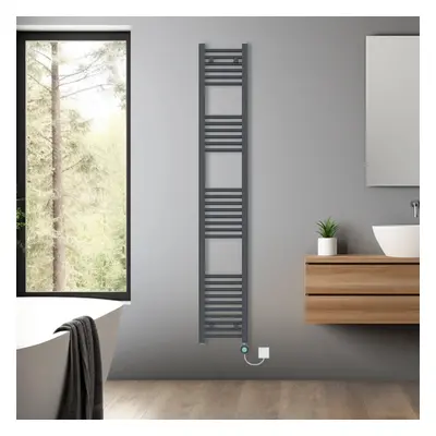 (Anthracite, 1800x300mm) Pre-filled Bathroom Straight Electric Heated Towel Rail Radiator Thermo