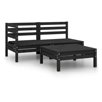 vidaXL Solid Pinewood Garden Lounge Set Piece Black Outdoor Sofa Seating