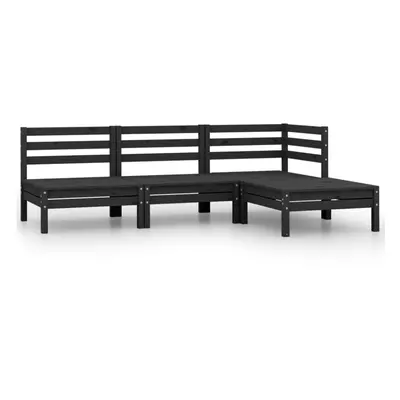 vidaXL Solid Pinewood Garden Lounge Set Piece Black Outdoor Sofa Seating