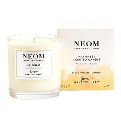 NEOM- Happiness Scented Candle, Wick | Essential Oil Aromatherapy Candle | Neroli, Mimosa & Lemo