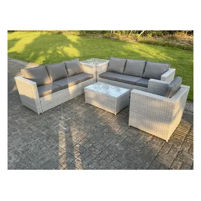 Fimous Light Grey Outdoor Rattan Garden Furniture Set Corner Sofa Set