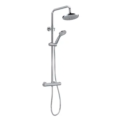 Round Thermostatic Shower Kit with Fixed Head & Adjustable Handset - Chrome