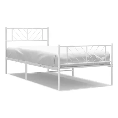 (white, x cm/with headboard & footboard) vidaXL Metal Bed Frame Bedroom Platform Bed Base Bedste