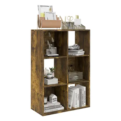 HOMCOM Storage Cabinet Bookcase Cube for Home Office, Rustic Brown