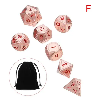 () 7pcs Heavy Metal Polyhedral Dices DnD RPG SET w/ Bag