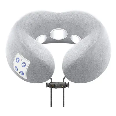 (Grey) Electric Neck Massager U Shaped Pillow Pulse Heating Shoulder Cervical Massager Outdoor H