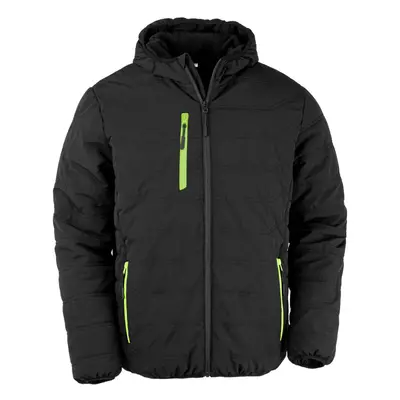 (L, Black/Lime Green) Result Genuine Recycled Mens Compass Padded Jacket