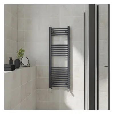 (Curved, 1200x400mm) Warmehaus Heated Towel Rail Anthracite Bathroom Ladder Style Radiator Grey 