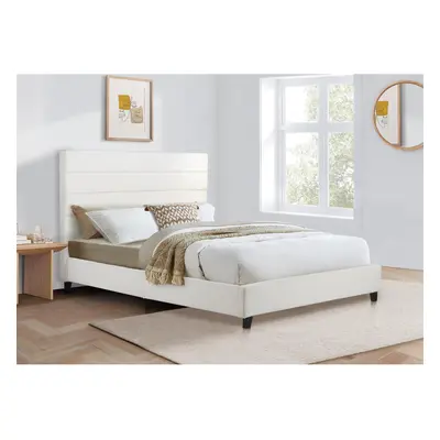 King Size Bed Frame White Boucle Birlea Lucas Fabric 5FT 150cm